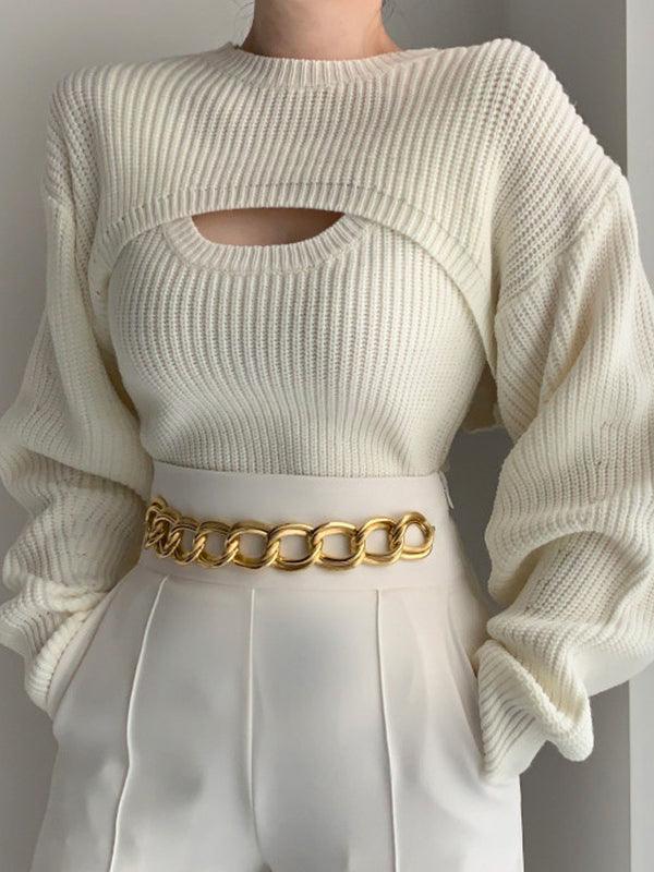 Levoire | Élégant Style De Pull À Manches Longues Pour Le Confort Blanc Une taille pour tous