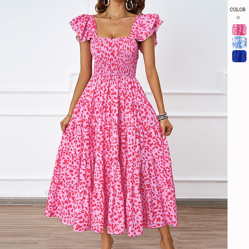 Robe maxi pour femmes avec des manches bouffantes volumineuses et un corps froncé Levoire