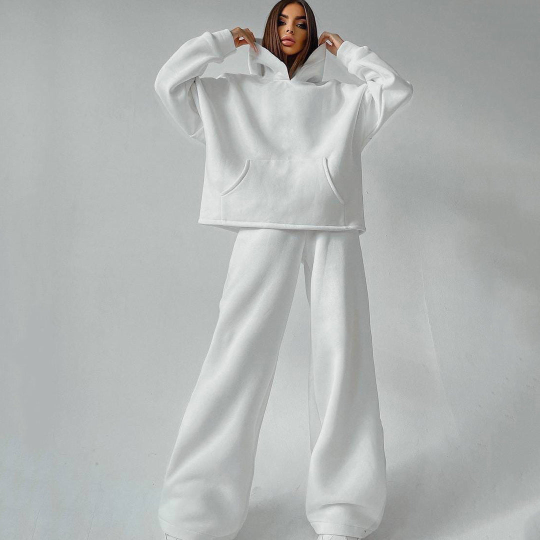 Levoire | T-shirt à capuche confortable avec poches Ensemble deux pièces Blanc
