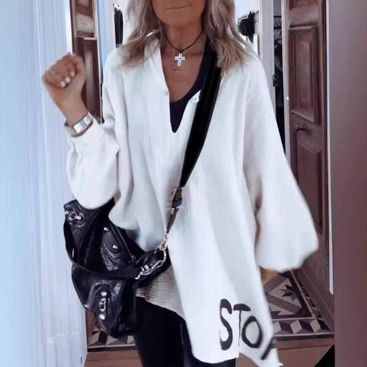 Chemise oversize pour femme avec décolleté V profond et manches volumineuses Levoire