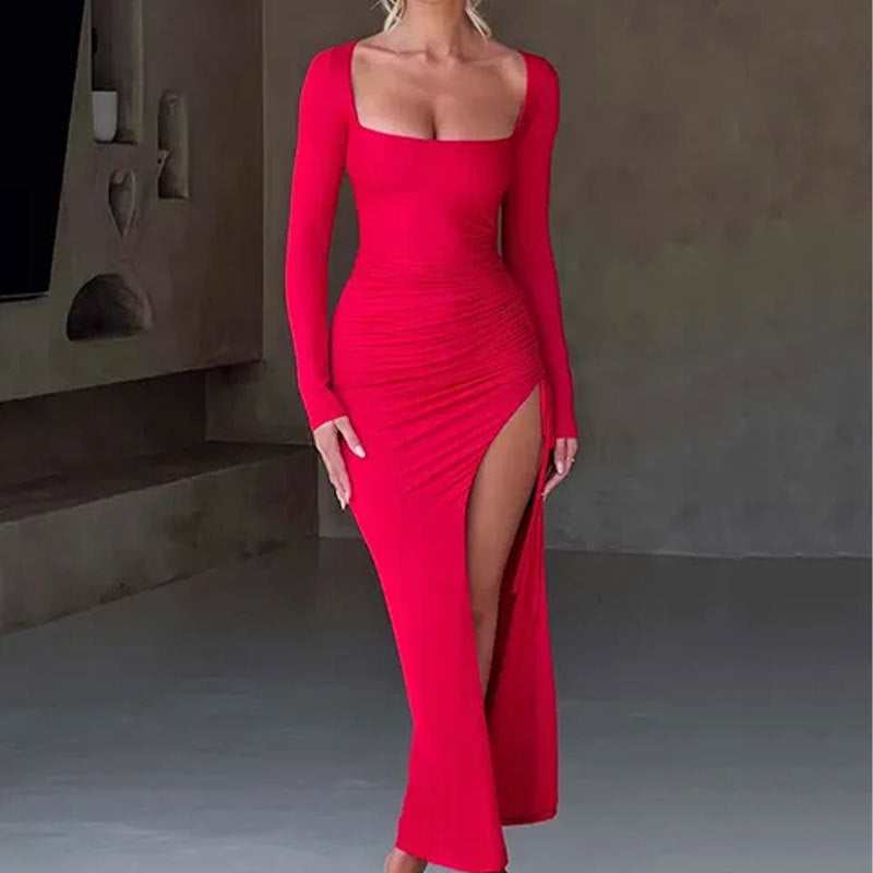 Robe maxi femme avec fronces et silhouette flatteuse Levoire