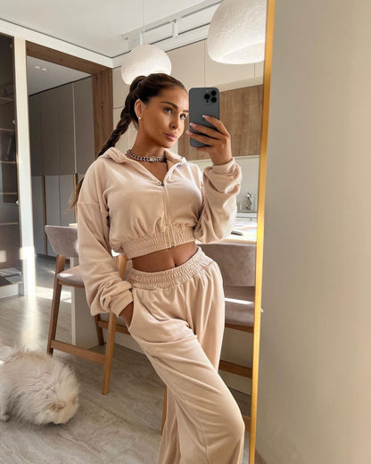 Levoire | Sweatshirt-set de Rentouva avec des pantalons longs élastiques Abricot