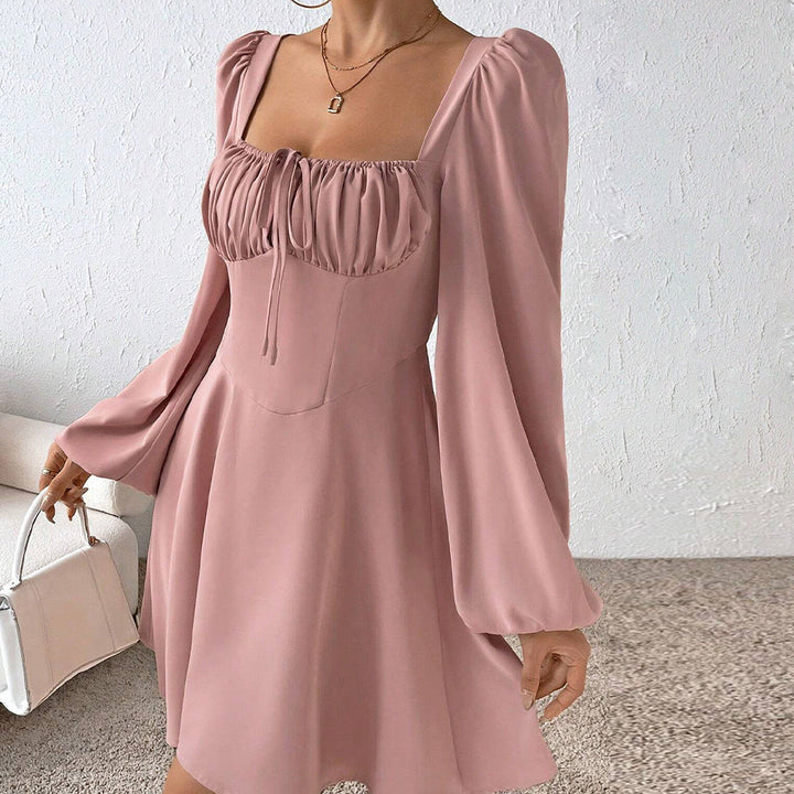 Levoire | Robe à volants Manches bouffantes Encolure carrée Jolie robe