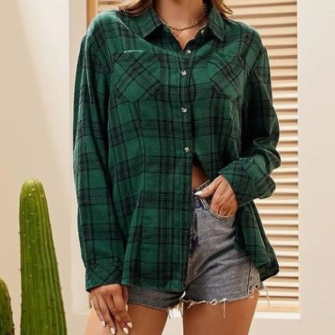 Blouse en flanelle à carreaux pour femme avec détail de nœud Levoire