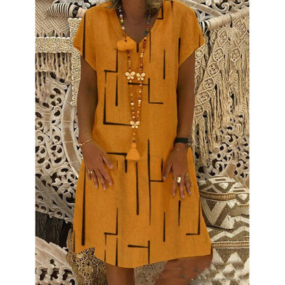 Levoire | Robe à encolure en V à motif tendance Orange