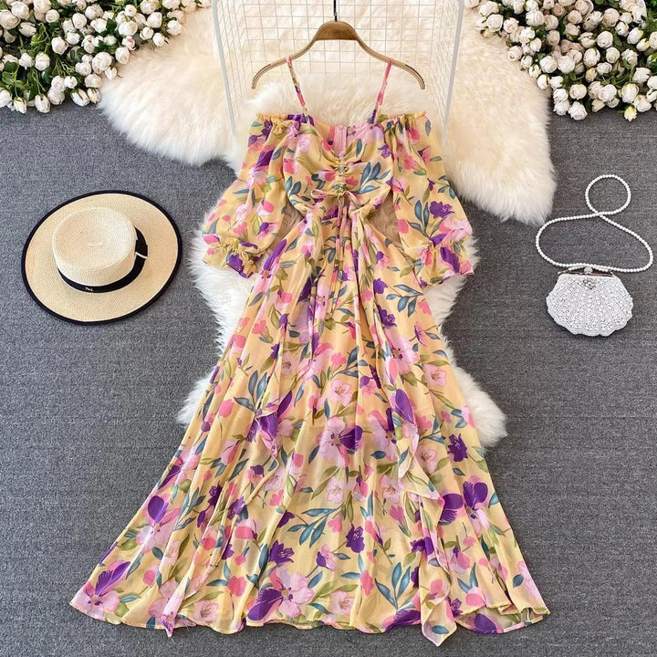 Levoire | Robe de soirée sans tissu avec manches bouffantes Jaune Taille libre