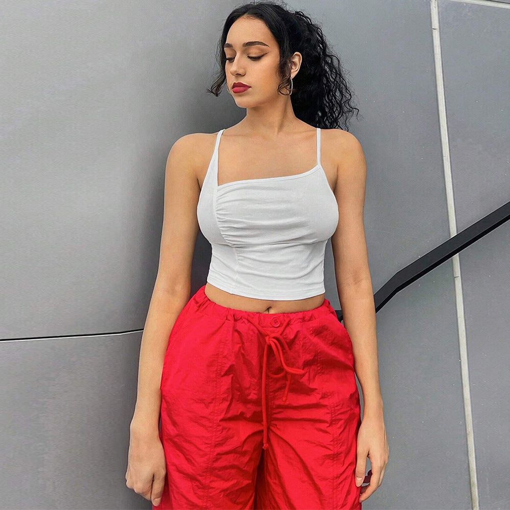 Top court femme avec un design de volants séduisants Levoire