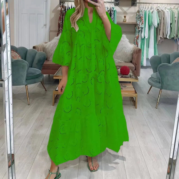 Levoire | Robe longue à décolleté en V pour femmes de style français