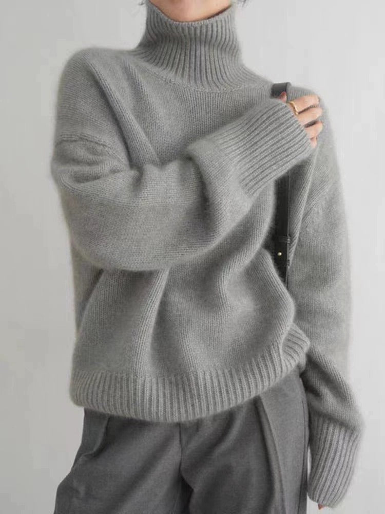 Pull à col roulé confortable pour femme en fine laine Levoire