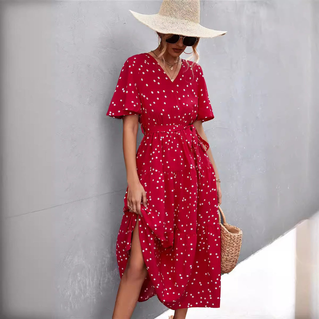 Robe midi femme avec motif floral et lien de taille ajustable Levoire