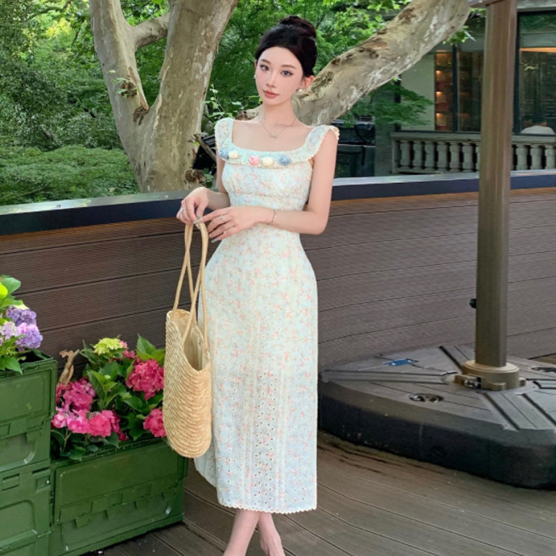 Levoire | robe ajustée à fleur avec perforations Vert clair