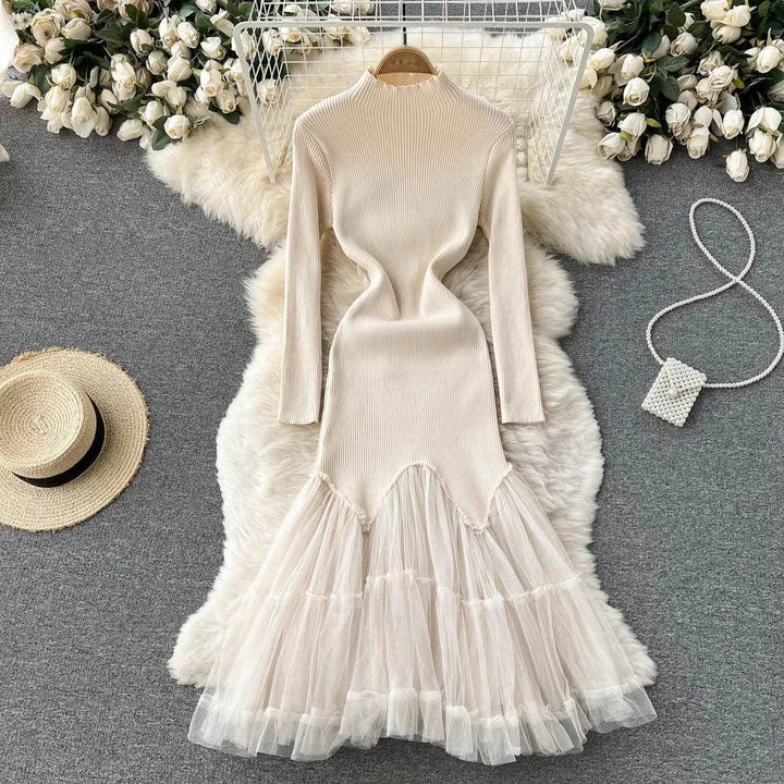 Levoire | Robe tricotée pour femmes avec motif de poisson Abricot