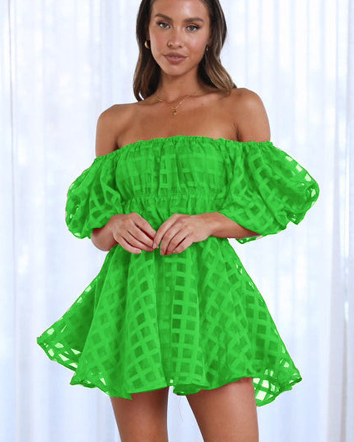 Levoire | Robe Mini Avec Manches Bouffantes Et Motif À Carreaux Vert