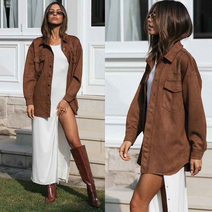 Blouse surdimensionnée pour femmes en imitation suède douce Levoire