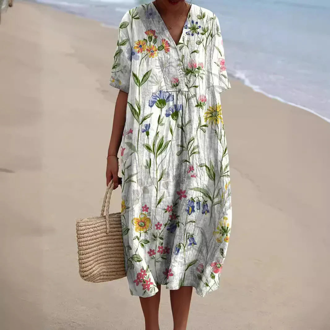 Levoire | Robe D'Été À Fleurs Colorées Blanc