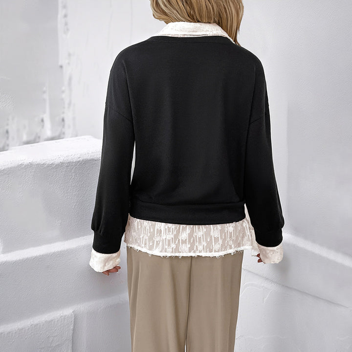 Sweat-shirt femme avec insert en dentelle romantique Levoire
