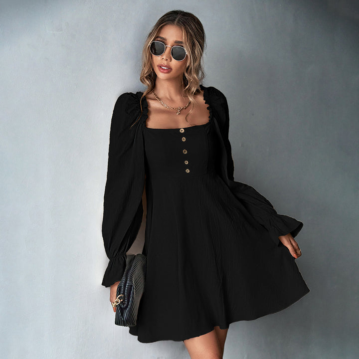 Robe mini femme avec manches ballon et détails de boutons Levoire