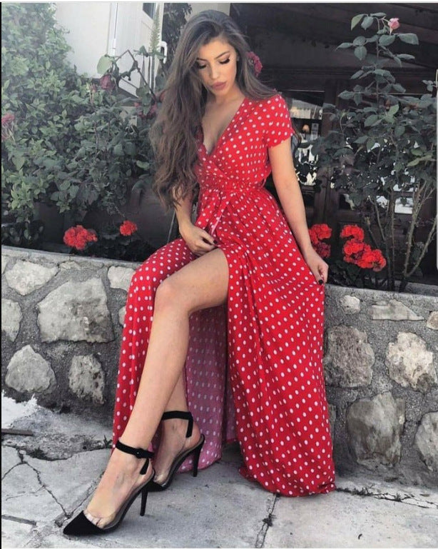 Robe maxi femme avec design floral enroulé et taille élégante Levoire