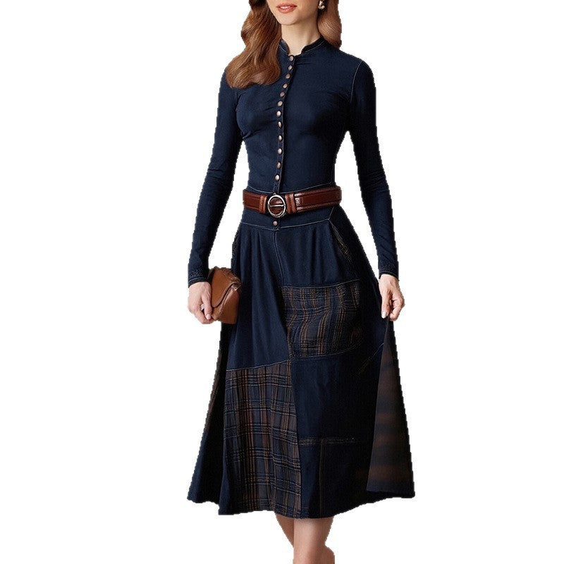 Robe midi élégante pour femmes avec boutonnières et détails contrastés Levoire