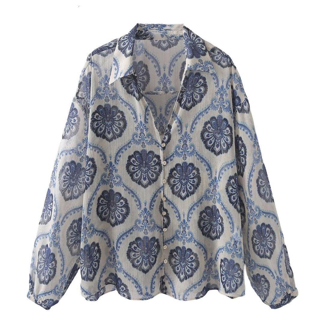 Levoire | Metallic-Shirt Metallic-yarn Imprimé T-shirt Décontracté Couleur