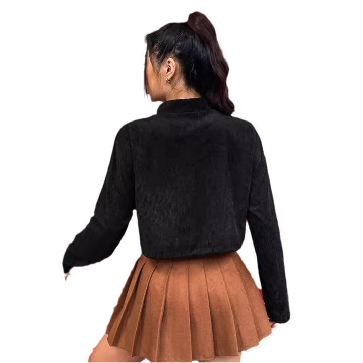 Veste courte en velours côtelé pour femmes avec poches pratiques et coupe décontractée Levoire