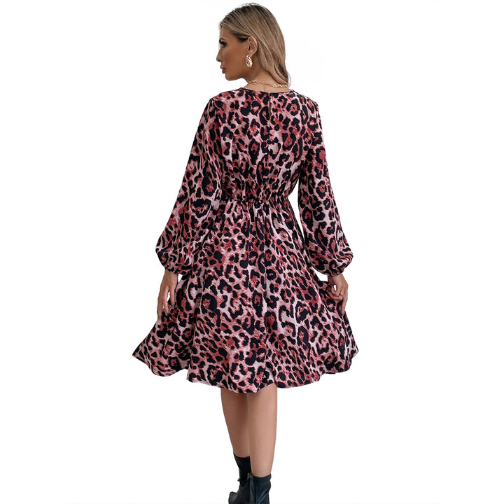 Robe maxi pour femmes en élégant imprimé léopard avec des manches à volants et taille Levoire