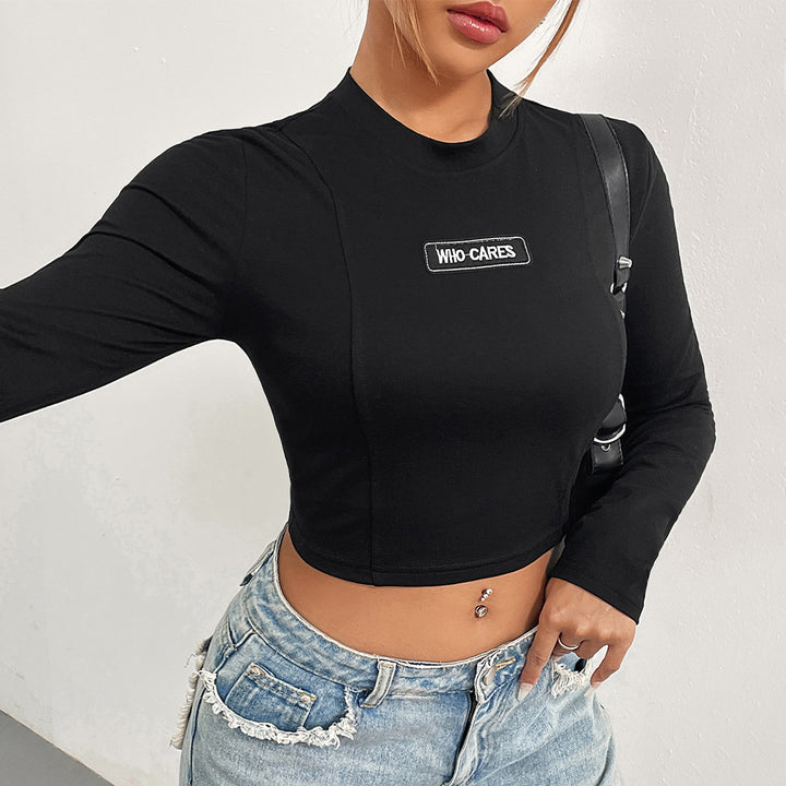 Chemise à manches longues cropped pour femmes avec patch accrocheur Levoire
