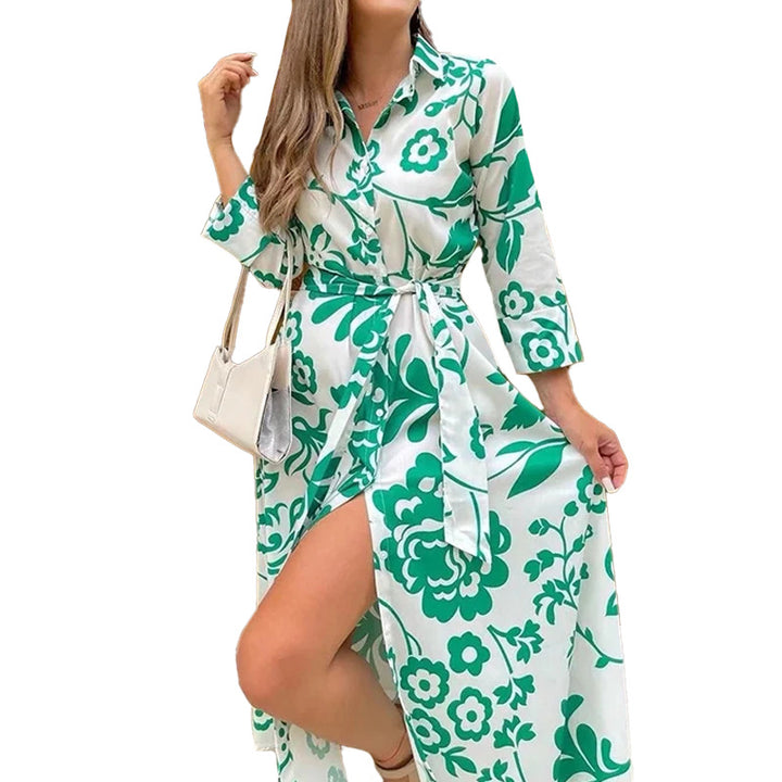 Robe maxi femme avec motif floral et fente haute Levoire