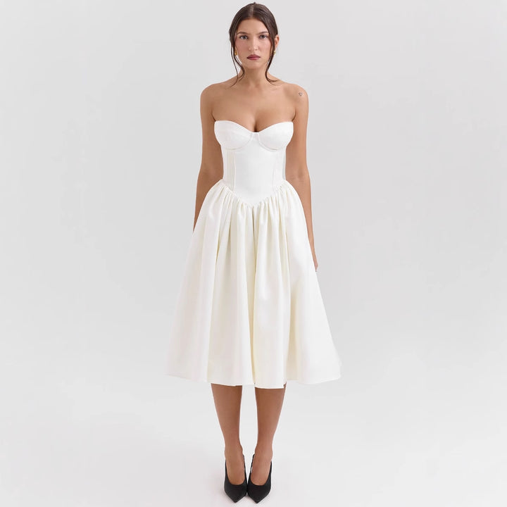 Robe de cocktail élégante pour femmes avec top corset et jupe volumineuse Levoire
