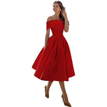 Levoire | Robe de soirée en satin sans bretelles décontractée Rouge