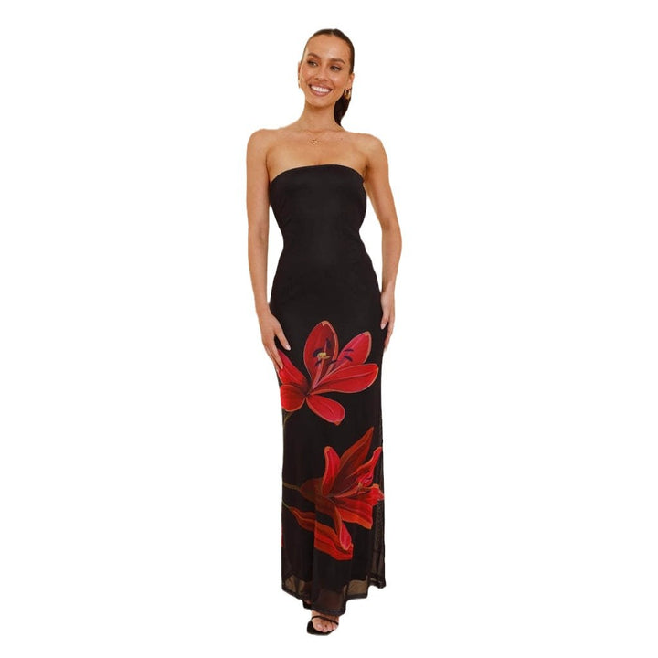 Robe maxi élégante pour femmes avec imprimé floral et haut froncé Levoire