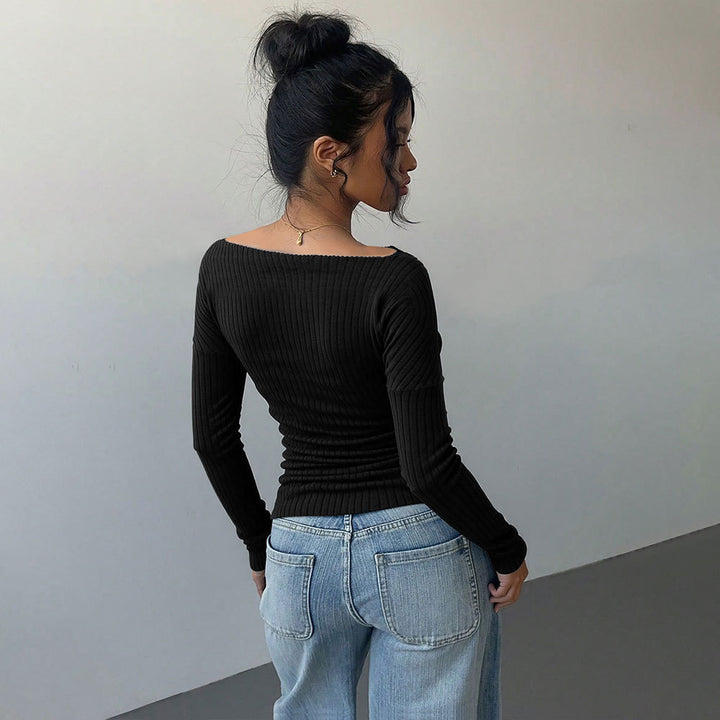 Chemise à manches longues pour femmes avec décolleté épaule dénudée et élégant effet froncé Levoire