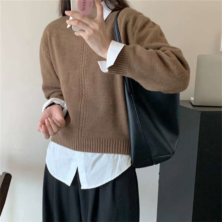 Levoire | Pull Élégant Uni Braun Une taille