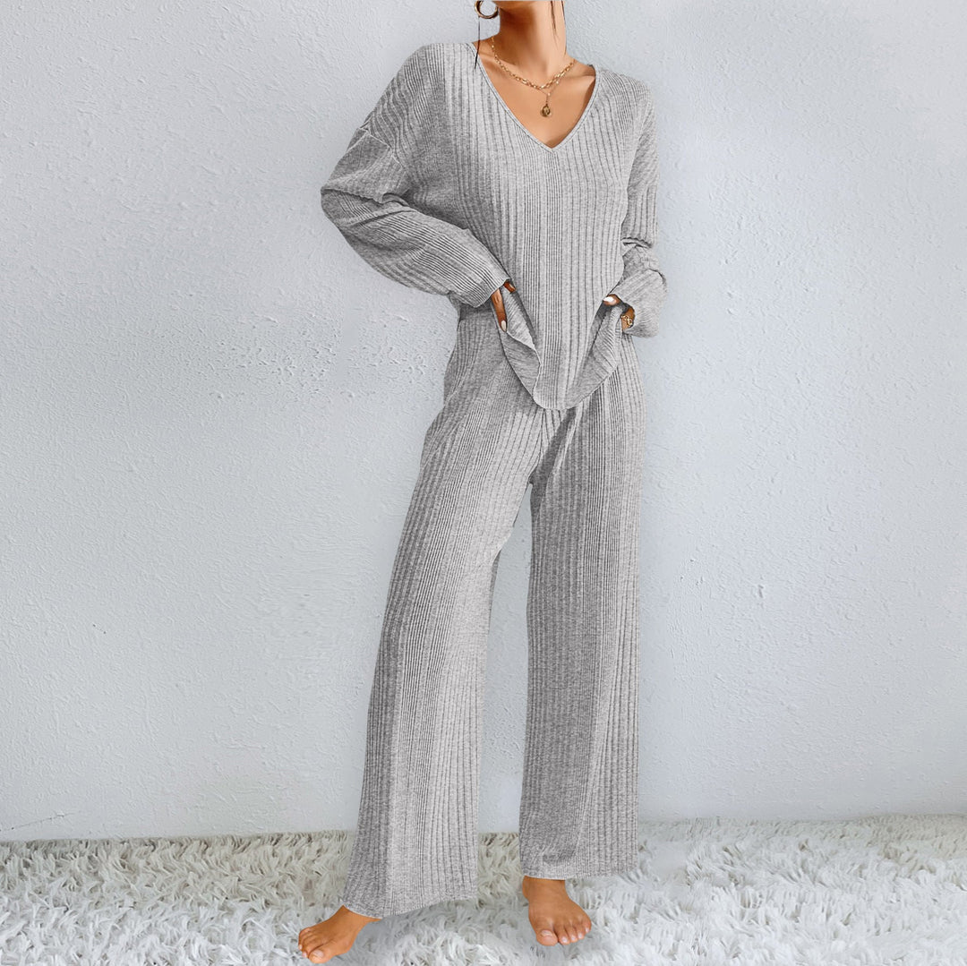 Levoire | Ribbi-Pyjama Automne Hiver Chaud Ensemble Deux-Pièces Gris clair