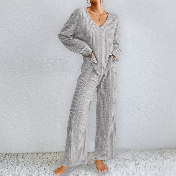 Levoire | Ribbi-Pyjama Automne Hiver Chaud Ensemble Deux-Pièces Gris clair