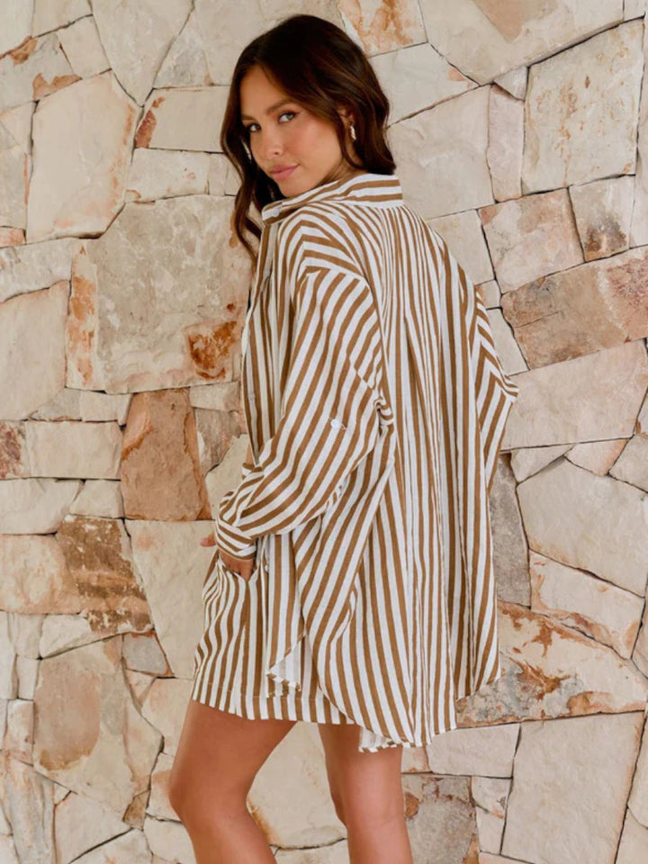 Levoire | Robe À Col Roulé Pour Femmes À Rayures Fines
