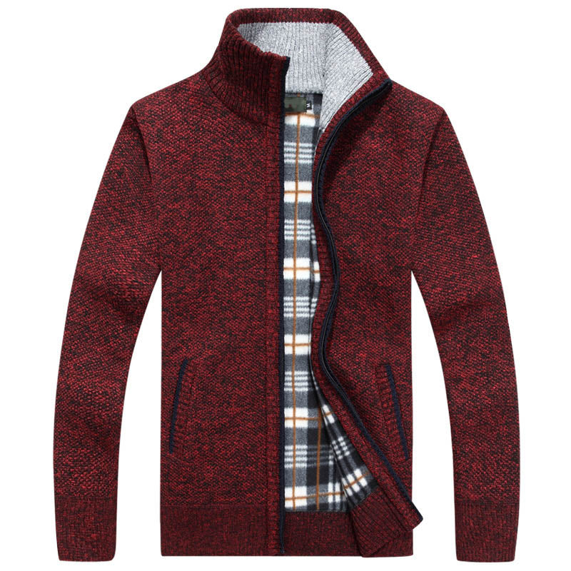 Levoire | Veste En Tricot Pour Hommes Avec Doublure En Polaire Bordeaux