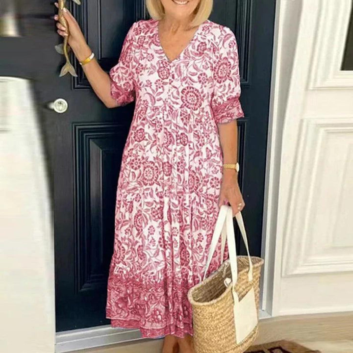 Levoire | Robe Maxi À Décolleté En V À Imprimé Floral Pour Femmes Rosa