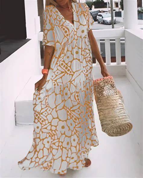 Levoire | Robe Florale Imprimée Élégante Jaune