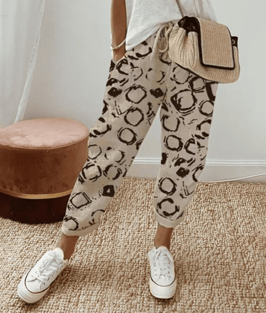 Levoire | Pantalon en coton élégant Beige Cercles