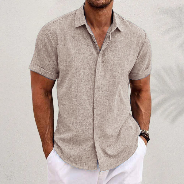 Levoire | Short Sleeve Button-Up Shirt Beige