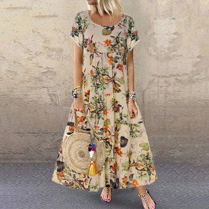 Levoire | Robe longue avec fleurs en look vintage L'orange
