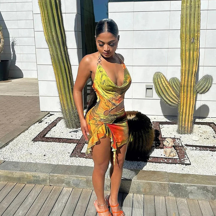 Levoire | Imprimé Sans Manches Courte Mini Robe