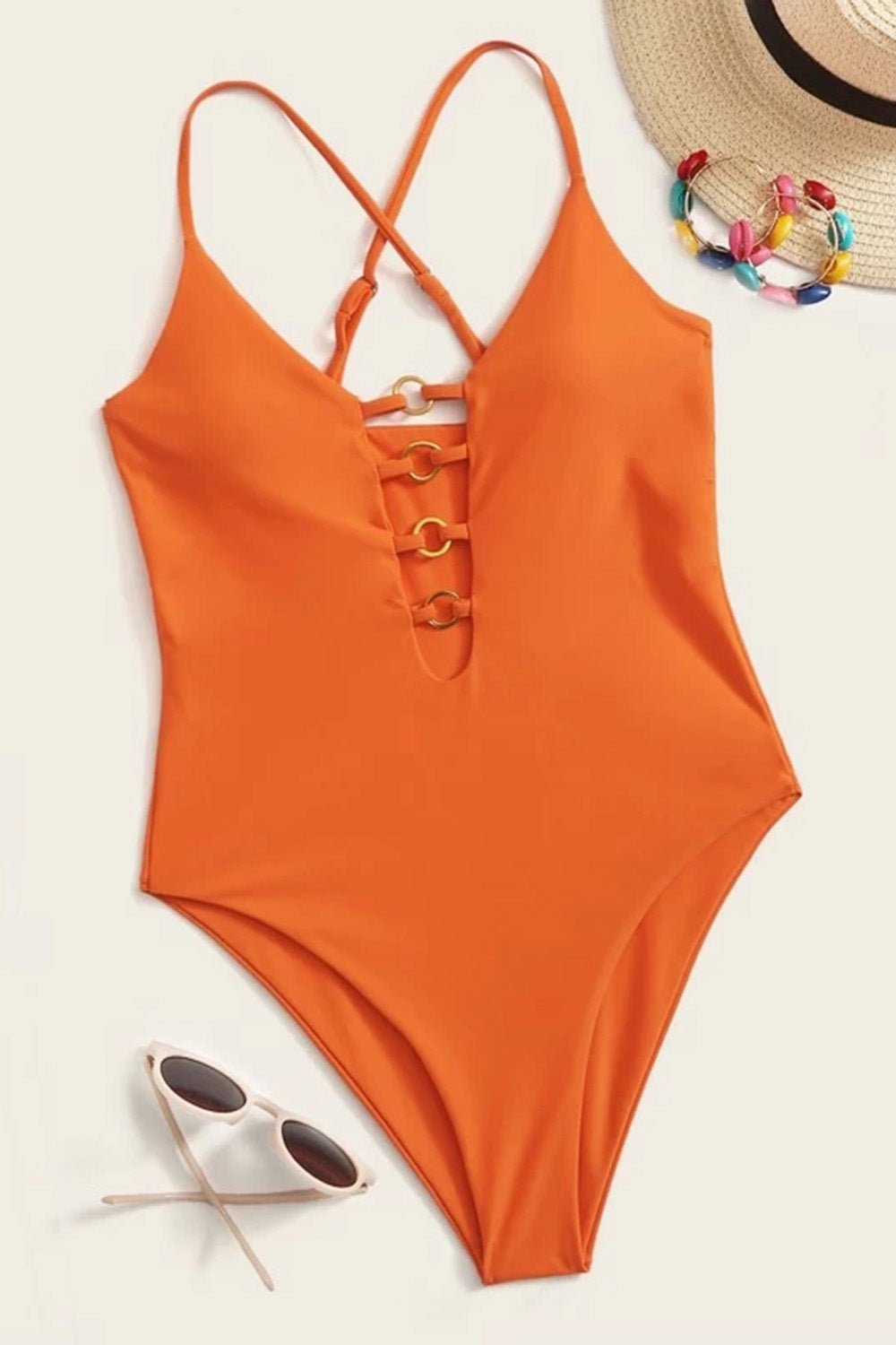 Levoire | Détail enchaîné une-pièce maillot de bain Orange