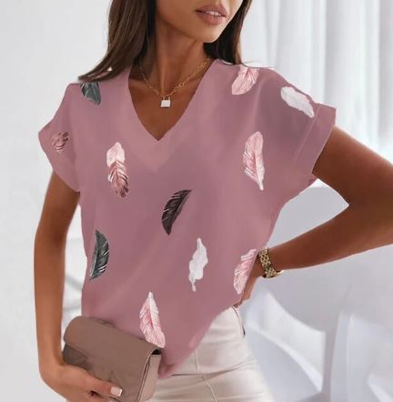 Levoire | Mode T-Shirt Avec Col En V Rosa