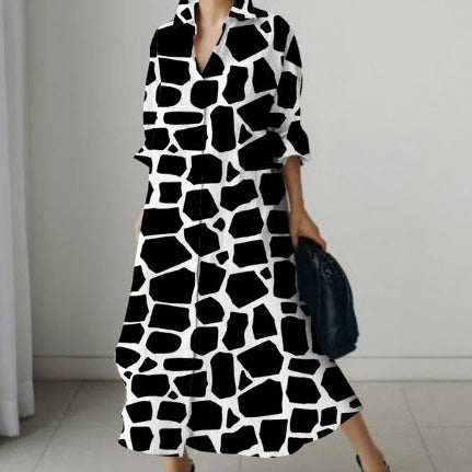 Levoire | Robe Chemise Élégante Pour Femmes Blanc noir