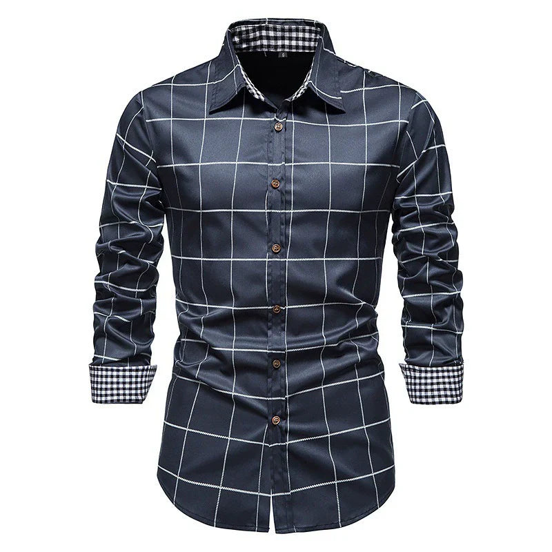 Levoire | Chemise De Bureau À Carreaux Pour Hommes Bleu océan