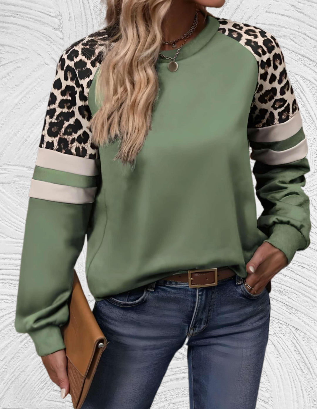 Levoire | Grande Taille Pull Avec Motif De Guépard Vert de monnaie