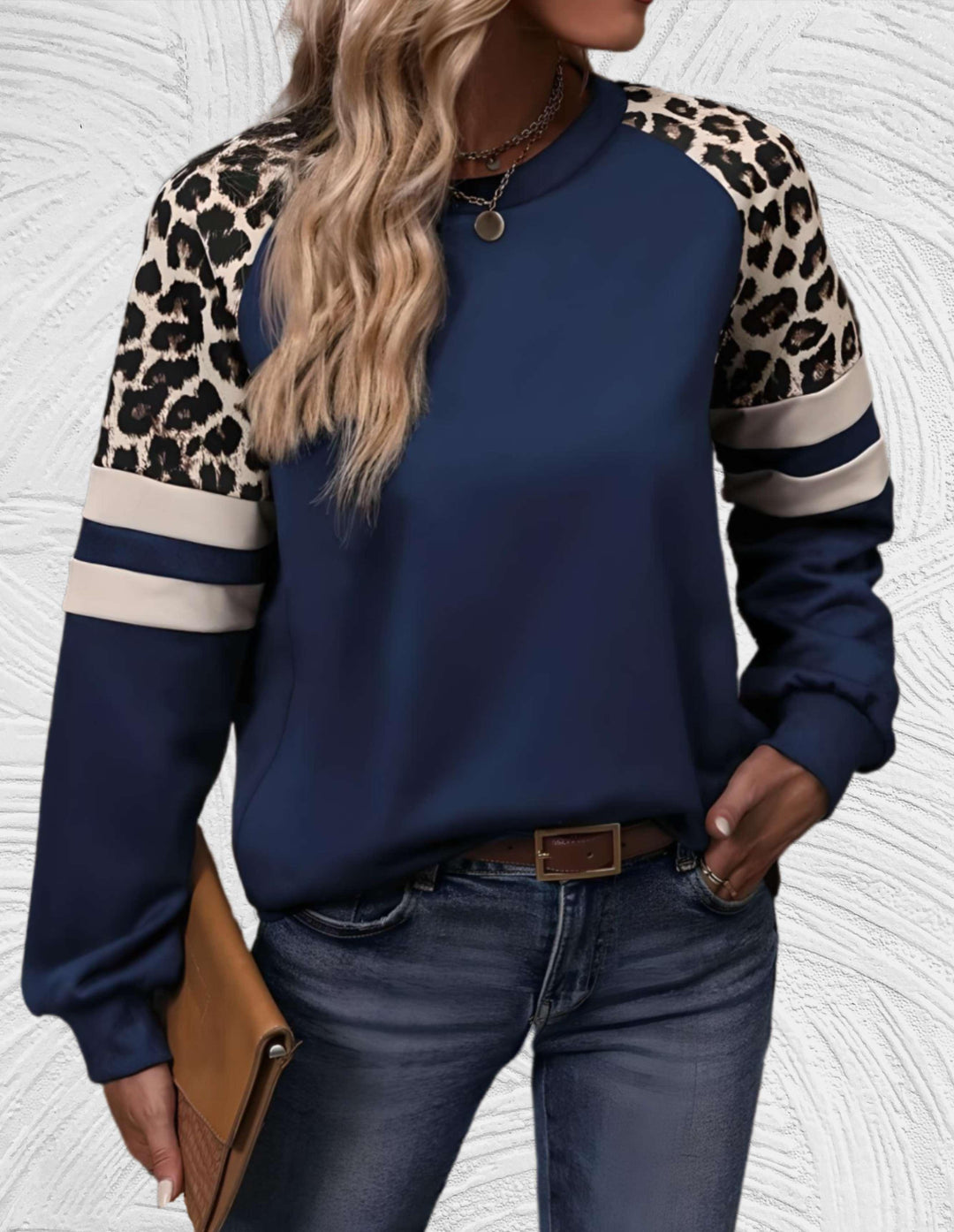 Levoire | Grande Taille Pull Avec Motif De Guépard Bleu foncé