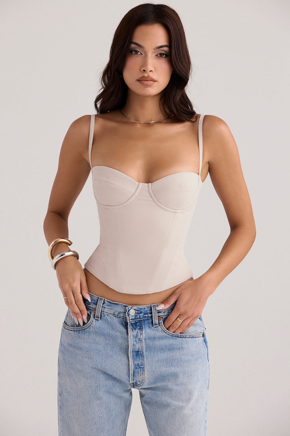 Levoire | Couleur D'Huître Bijou Corset Avec Conception En Tige De Fer